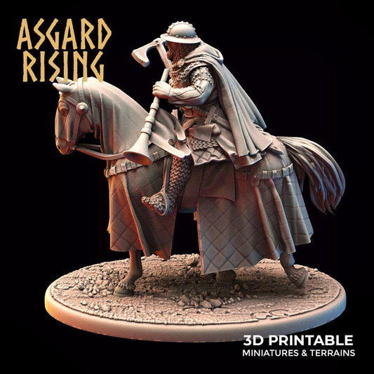 3D Printed Asgard Rising Medieval Heavy Calvary Trumpeter 32mm Ragnarok D&D