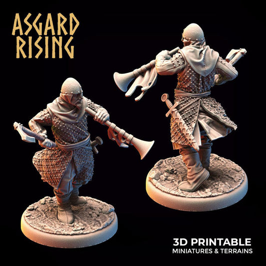 3D Printed Asgard Rising Medieval Knight Trumpeter 32mm Ragnarok D&D