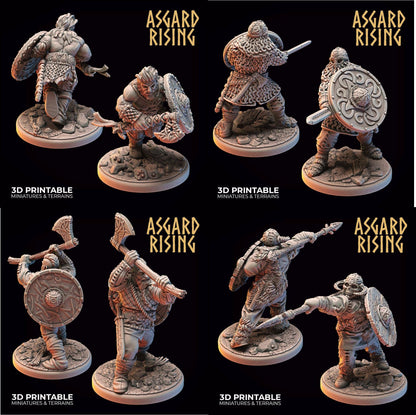 3D Printed Asgard Rising Midgard Viking Shieldman Set 28 32 mm Wargaming DnD