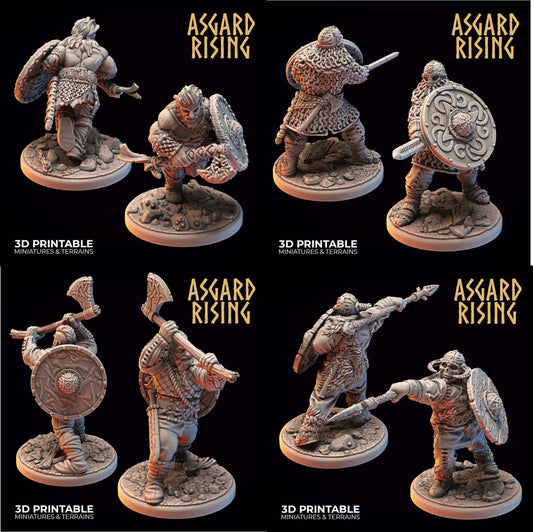 3D Printed Asgard Rising Midgard Viking Shieldman Set 28 32 mm Wargaming DnD