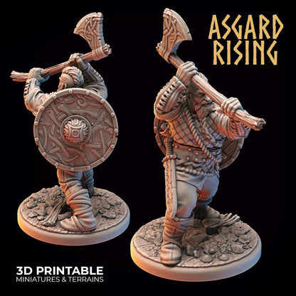 3D Printed Asgard Rising Midgard Viking Shieldman Set 28 32 mm Wargaming DnD