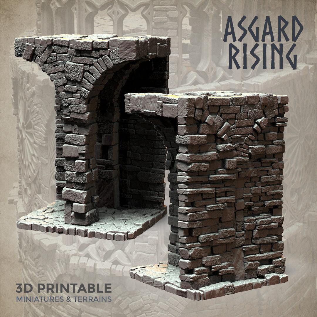3D Printed Asgard Rising Stone Construction Ruins Modular Set 28mm - 32mm Ragnarok D&D