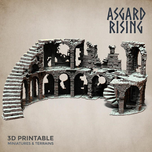 3D Printed Asgard Rising Stone Construction Ruins Ruined Modular Set 28mm - 32mm Ragnarok D&D