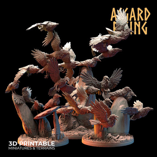 3D Printed Asgard Rising Swarms of the Black Ravens - 28 32mm Wargaming DnD