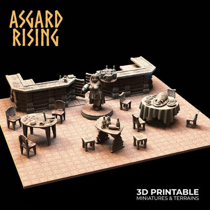 3D Printed Asgard Rising Tavern Modular Terrain Set 28mm - 32mm