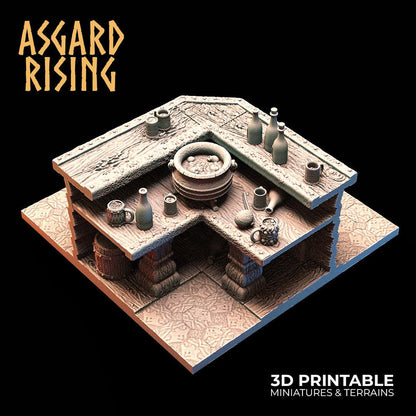 3D Printed Asgard Rising Tavern Modular Terrain Set 28mm - 32mm