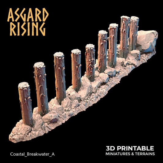3D Printed Asgard Rising The Coastal Harbor Breakwater Set 28 32 mm Wargaming DnD
