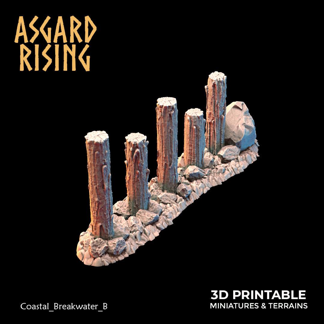 3D Printed Asgard Rising The Coastal Harbor Breakwater Set 28 32 mm Wargaming DnD