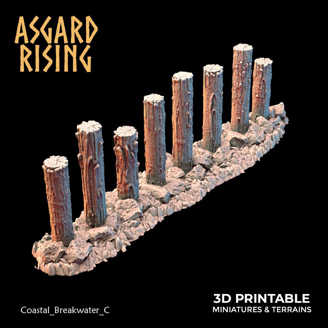 3D Printed Asgard Rising The Coastal Harbor Breakwater Set 28 32 mm Wargaming DnD