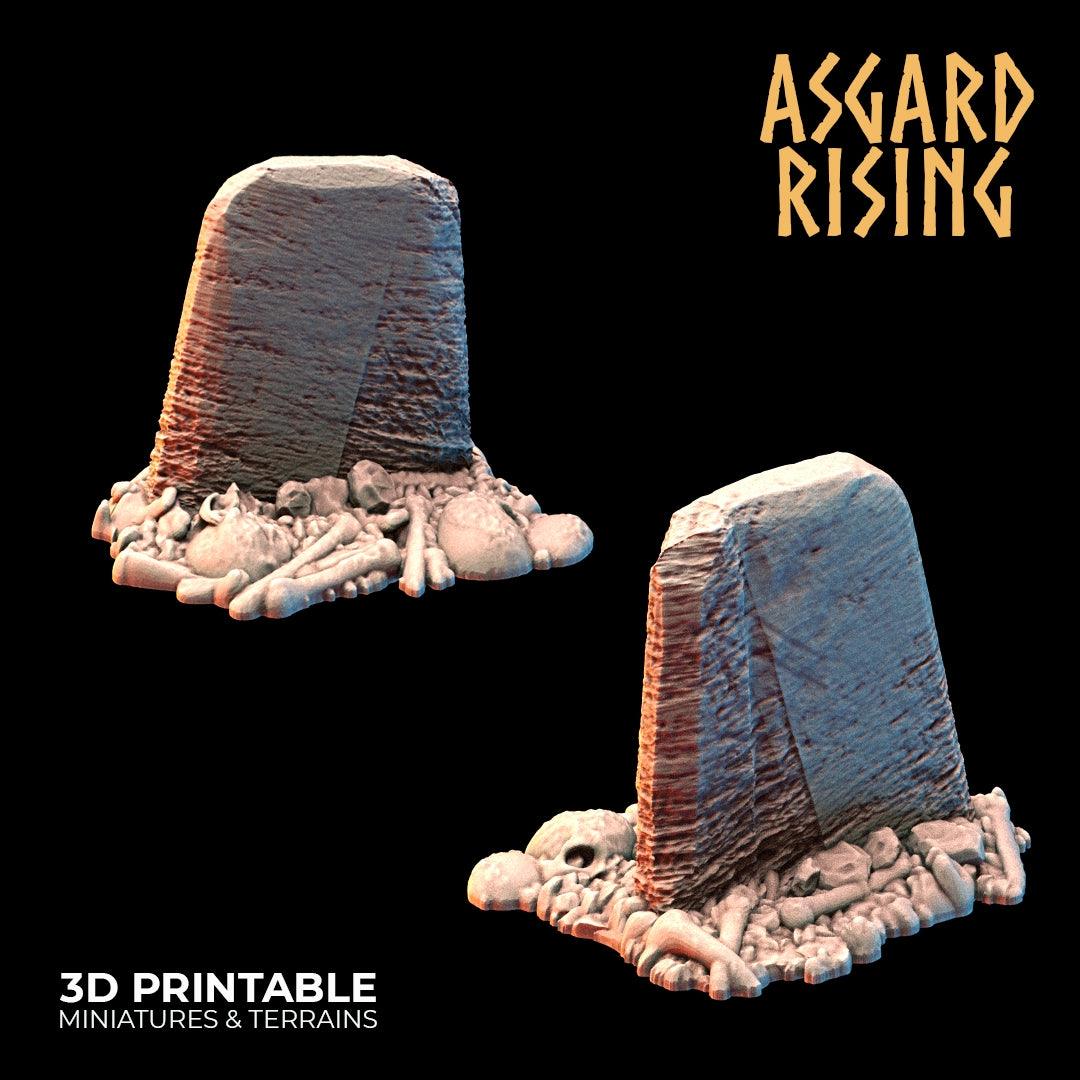 3D Printed Asgard Rising Tombstone and Gravestone Set 28mm-32mm Ragnarok D&D