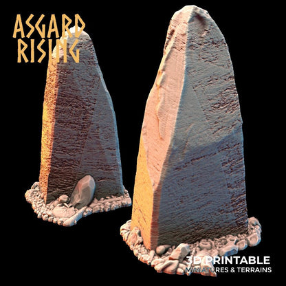 3D Printed Asgard Rising Tombstone and Gravestone Set 28mm-32mm Ragnarok D&D