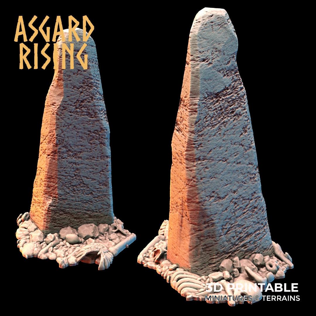 3D Printed Asgard Rising Tombstone and Gravestone Set 28mm-32mm Ragnarok D&D