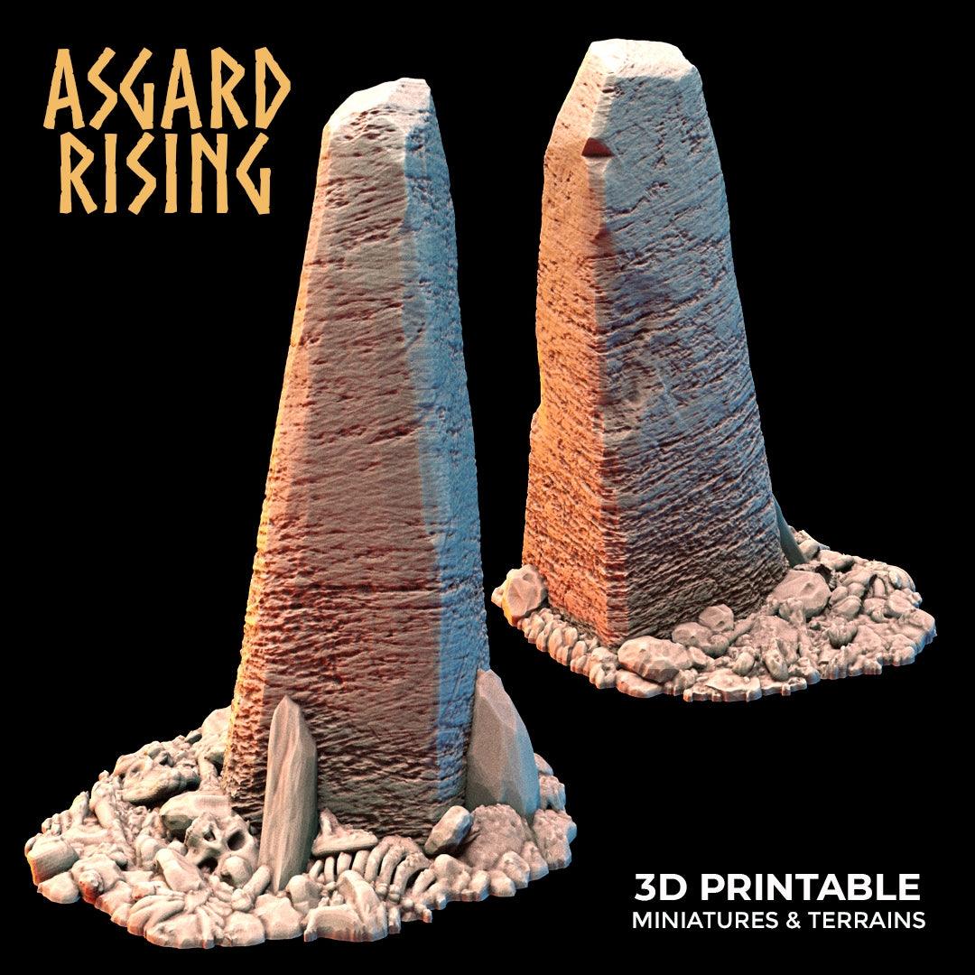 3D Printed Asgard Rising Tombstone and Gravestone Set 28mm-32mm Ragnarok D&D