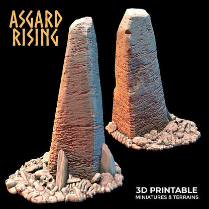 3D Printed Asgard Rising Tombstone and Gravestone Set 28mm-32mm Ragnarok D&D
