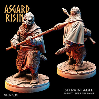 3D Printed Asgard Rising Viking Hersir with Guardsmen 28 32mm Wargaming DnD