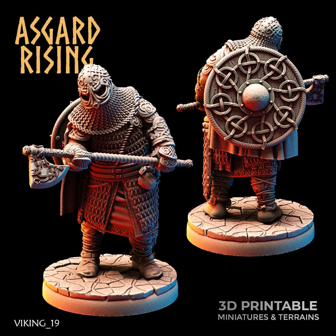 3D Printed Asgard Rising Viking Hersir with Guardsmen 28 32mm Wargaming DnD