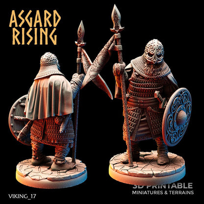 3D Printed Asgard Rising Viking Hersir with Guardsmen 28 32mm Wargaming DnD