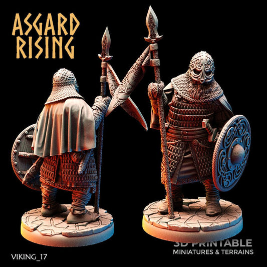 3D Printed Asgard Rising Viking Hersir with Guardsmen 28 32mm Wargaming DnD