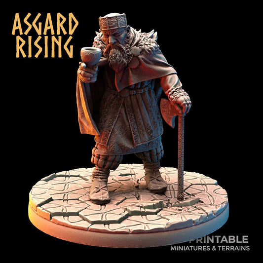 3D Printed Asgard Rising Viking King Eysteinn the Indomitable 28 32 mm Wargaming DnD