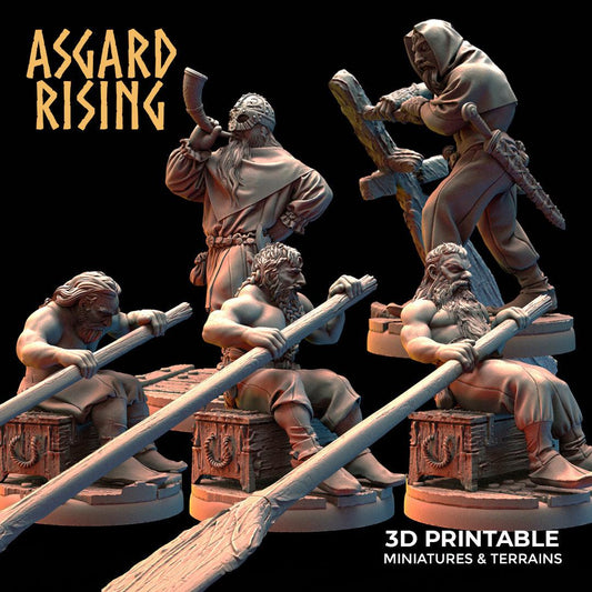 3D Printed Asgard Rising Viking Sailors Rowers 28 32 mm Wargaming DnD