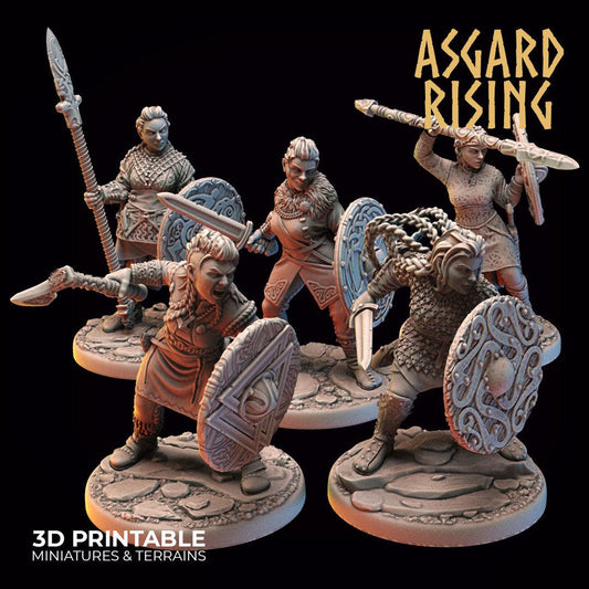 3D Printed Asgard Rising Viking Shieldmaidens Set 1 Viking Shieldmaidens Sets 28 32 mm Wargaming DnD