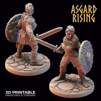 3D Printed Asgard Rising Viking Shieldmaidens Set 1 Viking Shieldmaidens Sets 28 32 mm Wargaming DnD