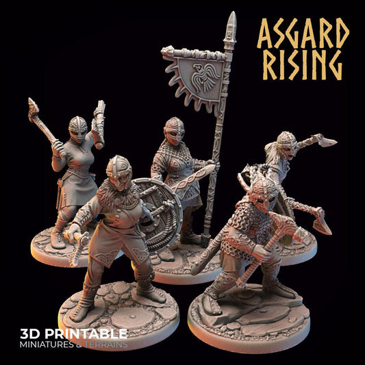 3D Printed Asgard Rising Viking Shieldmaidens Set 2 Viking Shieldmaidens Sets 28 32 mm Wargaming DnD