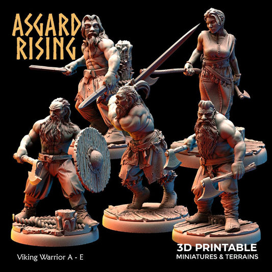 3D Printed Asgard Rising Viking Warriors Set 1 28 32 mm Wargaming DnD