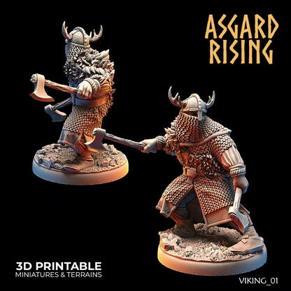 3D Printed Asgard Rising Vikings of the White Bear Clan Warriors 28mm - 32mm