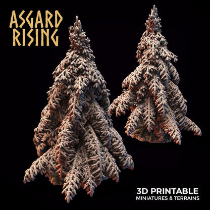 3D Printed Asgard Rising Young Conifers Spruce Forest Tree Set 32mm D&D