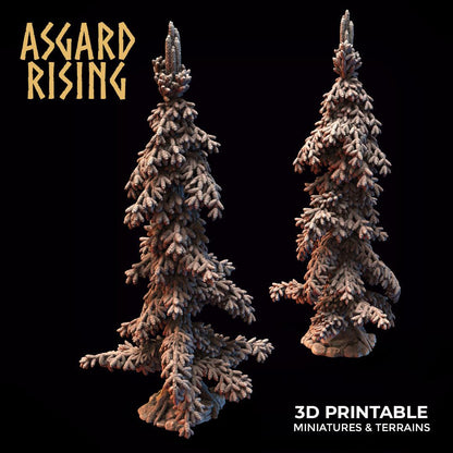3D Printed Asgard Rising Young Conifers Spruce Forest Tree Set 32mm D&D