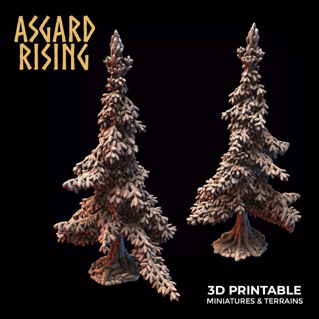 3D Printed Asgard Rising Young Conifers Spruce Forest Tree Set 32mm D&D