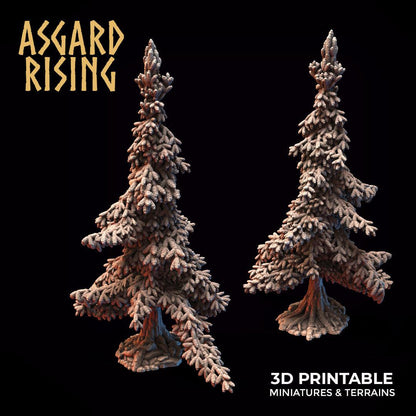 3D Printed Asgard Rising Young Conifers Spruce Forest Tree Set 32mm D&D
