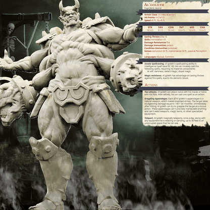 3D Printed Bestiary Vol. 4 Nafarrate - Al'Goleth Demon Fiend 32mm Ragnarok D&D