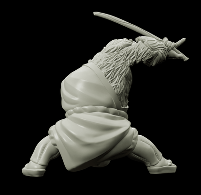 3D Printed Bestiary Vol. 4 Nafarrate - Cu Chulan Bear Monk 32mm Ragnarok D&D