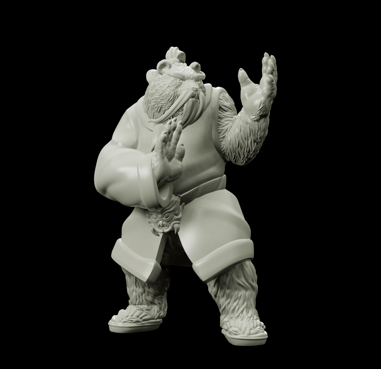 3D Printed Bestiary Vol. 4 Nafarrate - Cu Chulan Bear Monk 32mm Ragnarok D&D