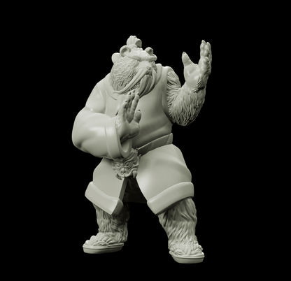 3D Printed Bestiary Vol. 4 Nafarrate - Cu Chulan Bear Monk 32mm Ragnarok D&D
