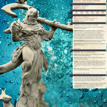 3D Printed Bestiary Vol. 4 Nafarrate - Ephyra Lady Shark 32mm Ragnarok D&D