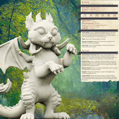 3D Printed Bestiary Vol. 4 Nafarrate - Fowur Draconic Ancestry 32mm Ragnarok D&D