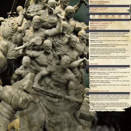3D Printed Bestiary Vol. 4 Nafarrate - Hecatoncheires Giant 32mm Ragnarok D&D
