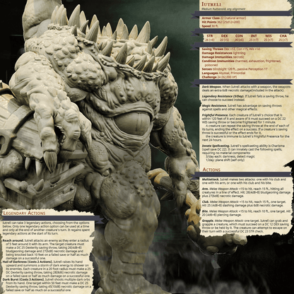 3D Printed Bestiary Vol. 4 Nafarrate - Iutreli Abomination 32mm Ragnarok D&D