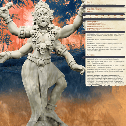 3D Printed Bestiary Vol. 4 Nafarrate - Kali Goddess 32mm Ragnarok D&D