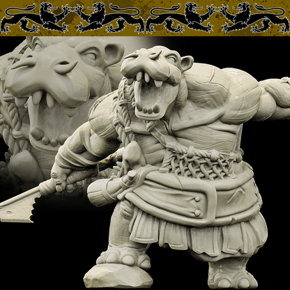 3D Printed Bestiary Vol. 4 Nafarrate - Kiboko Hippo Man 32mm Ragnarok D&D