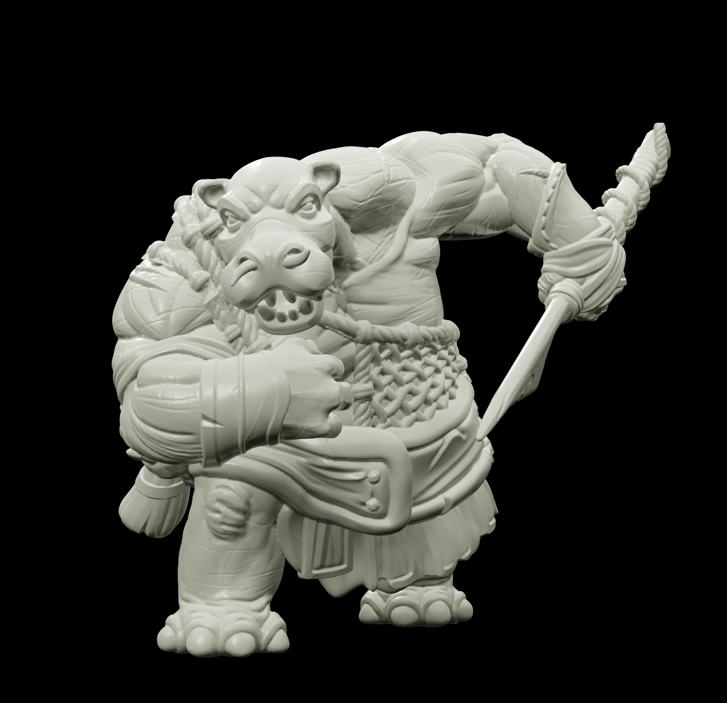 3D Printed Bestiary Vol. 4 Nafarrate - Kiboko Hippo Man 32mm Ragnarok D&D