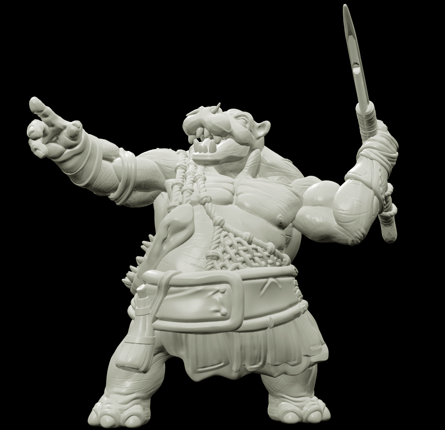 3D Printed Bestiary Vol. 4 Nafarrate - Kiboko Hippo Man 32mm Ragnarok D&D