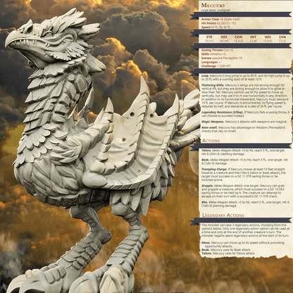 3D Printed Bestiary Vol. 4 Nafarrate - Meccury Bird 32mm Ragnarok D&D
