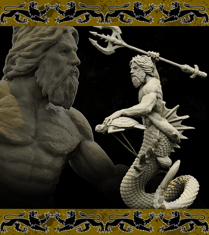 3D Printed Bestiary Vol. 4 Nafarrate - Neptune Merman 32mm Ragnarok D&D