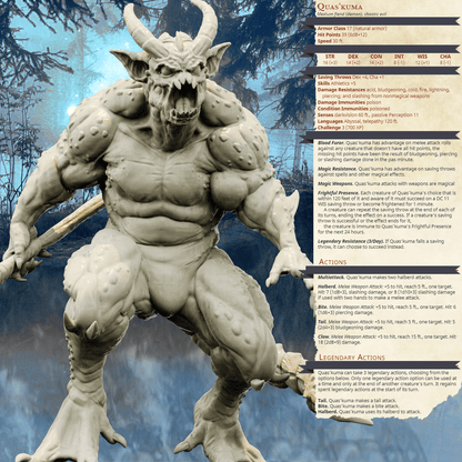 3D Printed Bestiary Vol. 4 Nafarrate - Quas'kuma Demon Fiend 32mm Ragnarok D&D