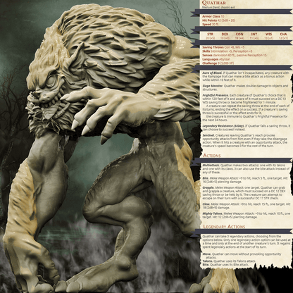 3D Printed Bestiary Vol. 4 Nafarrate - Quathar Fiend 32mm Ragnarok D&D