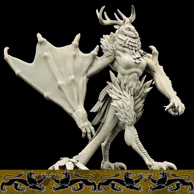 3D Printed Bestiary Vol. 4 Nafarrate - Thalassa Owlfolk 32mm Ragnarok D&D